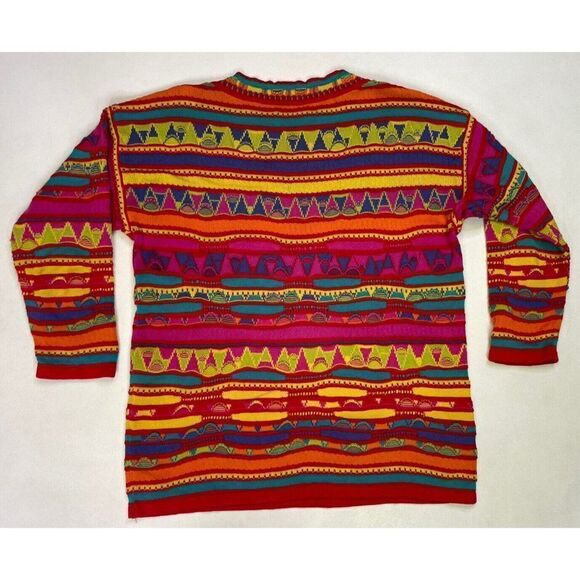 VINTAGE United Colors Of Benetton Knit Sweater Women Medium Multicolor Italy 90s - Picture 4 of 7